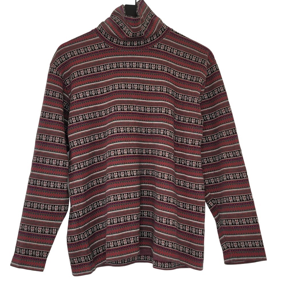 Talbots Turtleneck Top M Multi Striped Pullover‎ Knit Long Sleeves Christmas